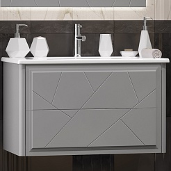 Opadiris Тумба с раковиной Луиджи 80 подвесная серая матовая – фотография-1